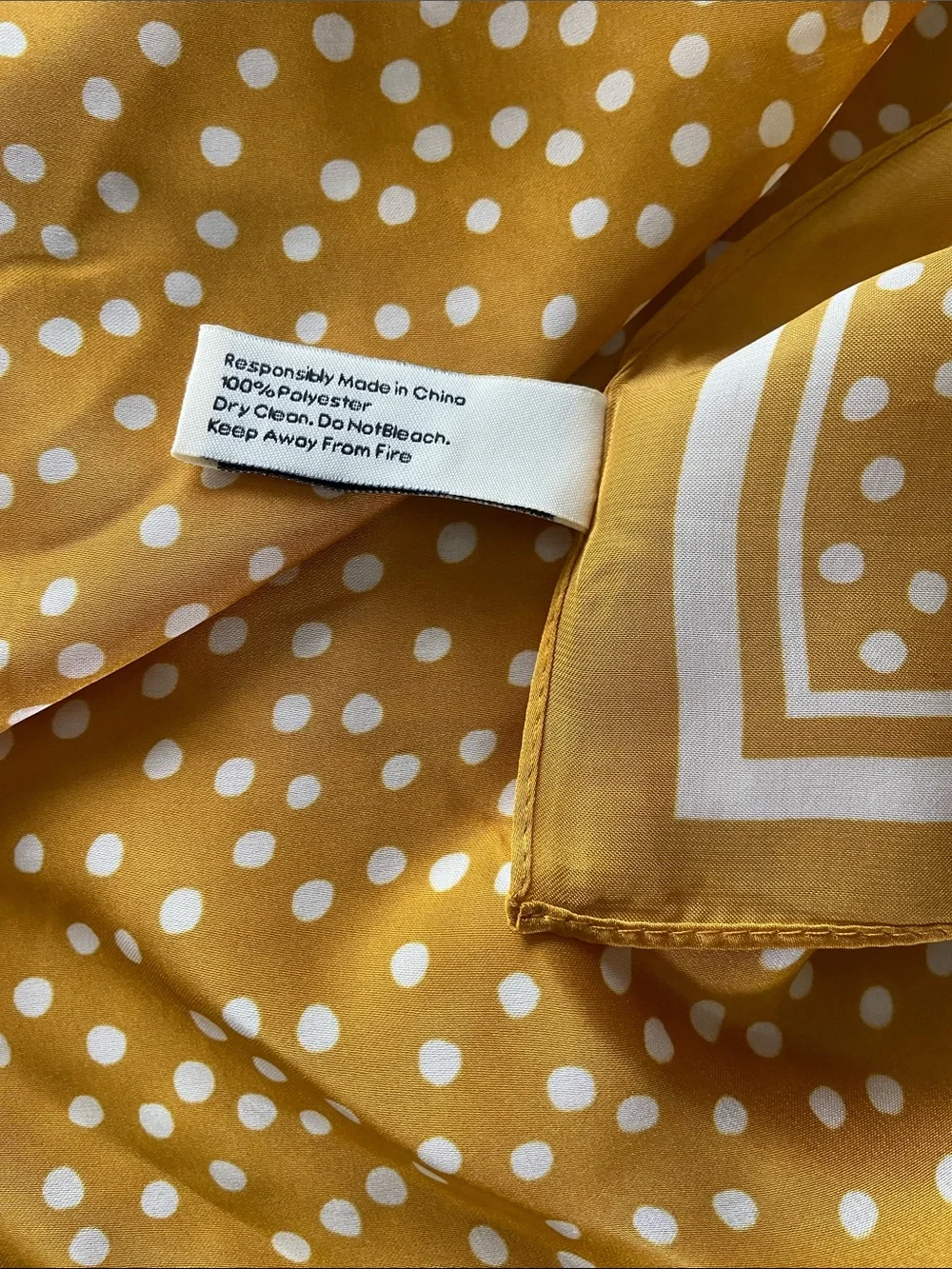 Cleobella Mustard Yellow Polka Dot Square Scarf Bandana Like New
